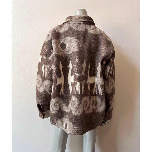 Vintage Tribal Aztec Wool Button Up Jacket Men’s XL Llama Warm Southwest Pockets - Picture 6 of 8